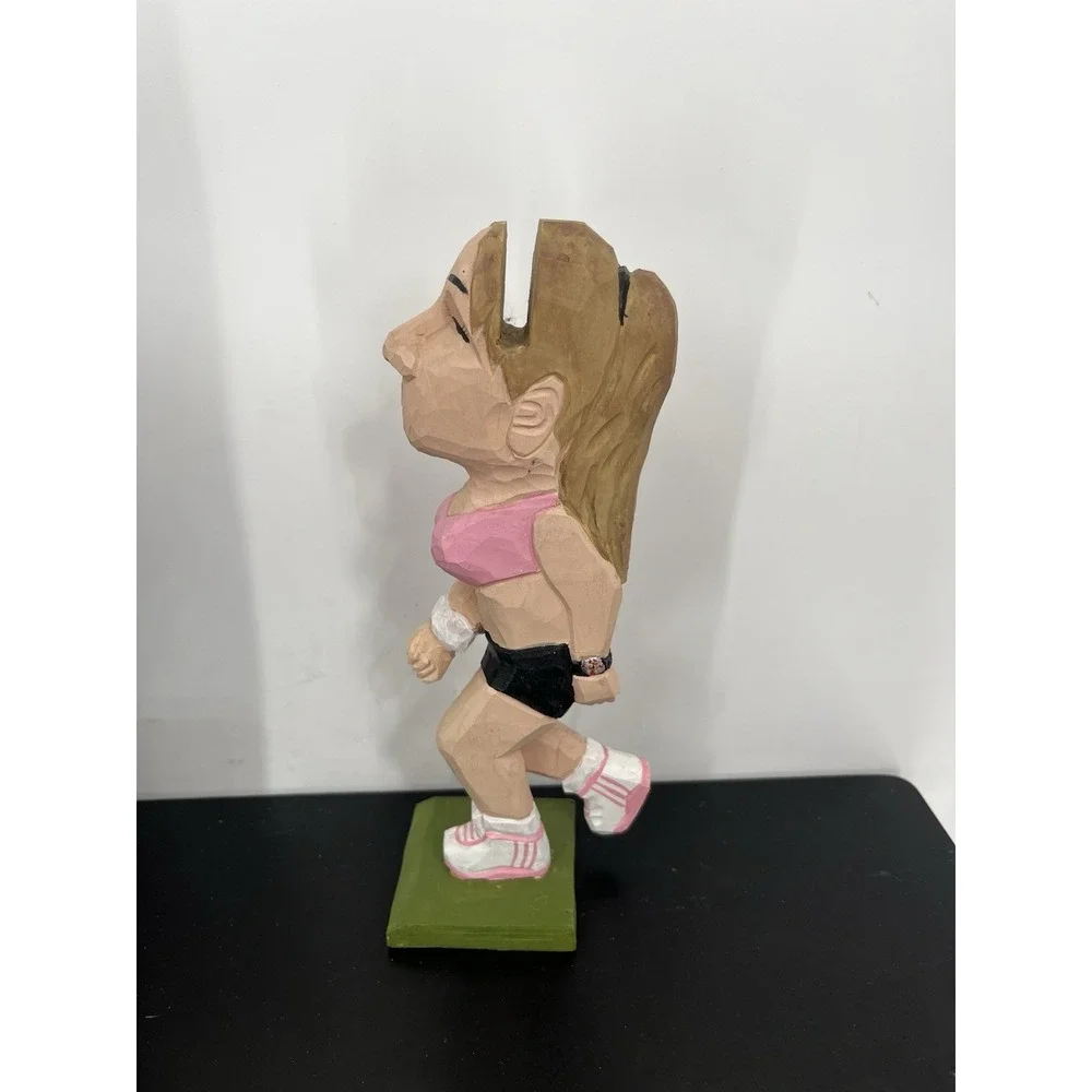 Jogger Female Peeper Eyeglass/Sunglass Holder Stand Hand Carve&Painted Wood